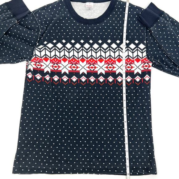Hanna Andersson Adult Long John Top Organic Cotton Heritage Fair Isle Black Sz M - Picture 4 of 9